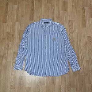 VTG Ralph Lauren RLPC Button Down Long Sleeve Shirt Mens XL Blue White Stripes